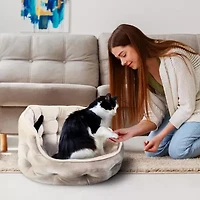 Precious Tails Round Cuddler Taupe Pet Bed