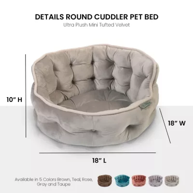 Precious Tails Round Cuddler Taupe Pet Bed