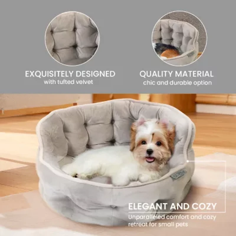 Precious Tails Round Cuddler Taupe Pet Bed