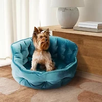 Precious Tails Round Cuddler Teal Pet Bed