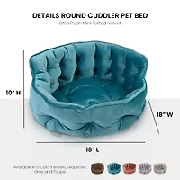 Precious Tails Round Cuddler Teal Pet Bed