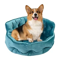 Precious Tails Round Cuddler Teal Pet Bed