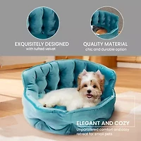 Precious Tails Round Cuddler Teal Pet Bed