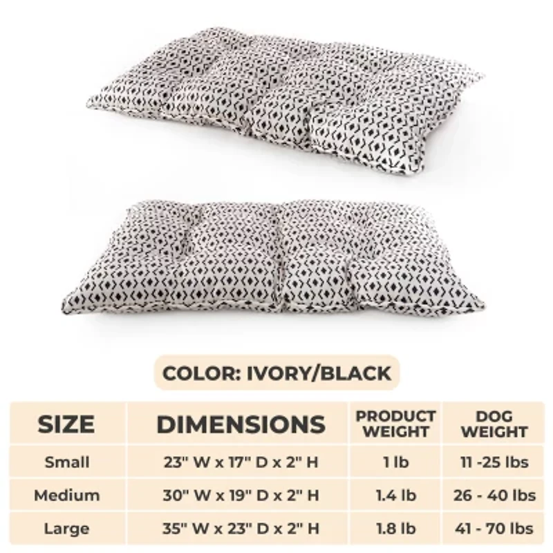Precious Tails 30" Ivory Black Mat Pet Bed