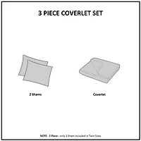 Madison Park Aeriela 3 Piece Tufted Cotton Chenille Damask Coverlet Set