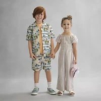 Thereabouts Little & Big Kid Girls Square Neck Short Sleeve Jumpsuit