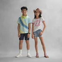 Thereabouts Rib Little & Big Kid Girls Crew Neck Short Sleeve Classic Fit Graphic T-Shirt