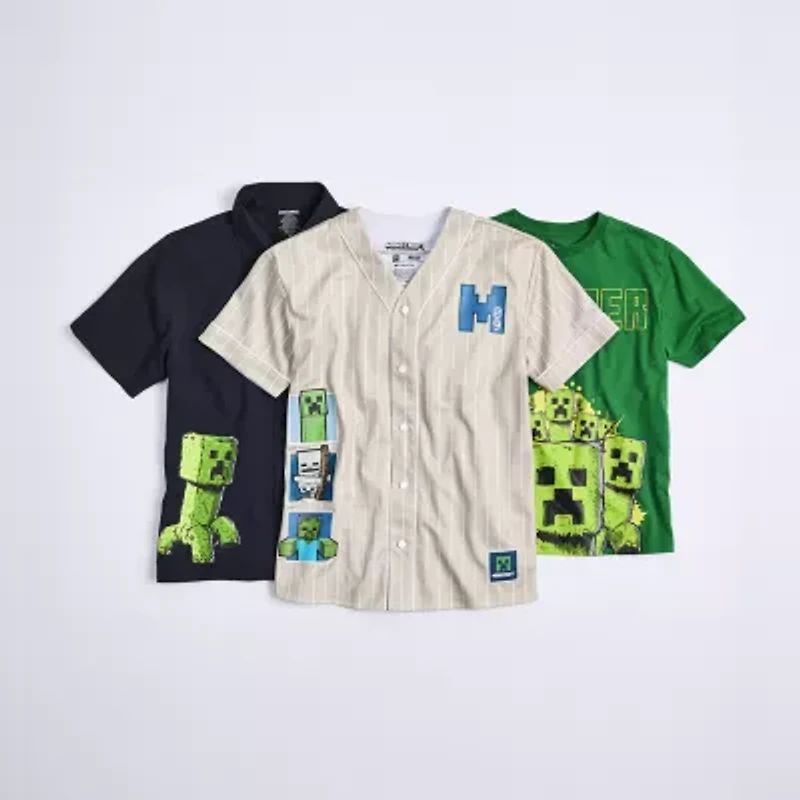 Little & Big Kid Boys Crew Neck Short Sleeve Regular Fit Minecraft Graphic T-Shirt