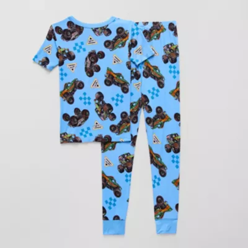 Little & Big Kid Boys Monster Jam Crew Neck Short Sleeve 2-pc. Pajama Sets