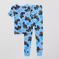 Little & Big Kid Boys Monster Jam Crew Neck Short Sleeve 2-pc. Pajama Sets
