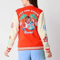 Womens Lilo & Stitch Fleece Midweight Juniors Bomber Varsity Jacket