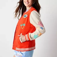 Womens Lilo & Stitch Fleece Midweight Juniors Bomber Varsity Jacket