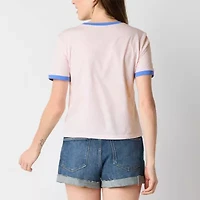 Womens Crew Neck Short Sleeve Fitted Minnie Mouse Juniors Graphic T-Shirt