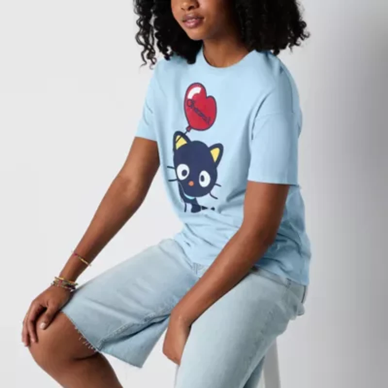 Chococat Friend Of The Month Boyfriend Tee Womens Juniors Crew Neck Short Sleeve Regular Fit Hello Kitty Graphic T-Shirt