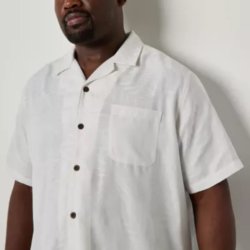 St. John's Bay Button-Down Mens Short Sleeve Breathable Big and Tall Camp Shirt