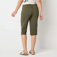 Liz Claiborne Alyssa Cropped Womens Stretch Fabric Straight Mid Rise Capri Pant