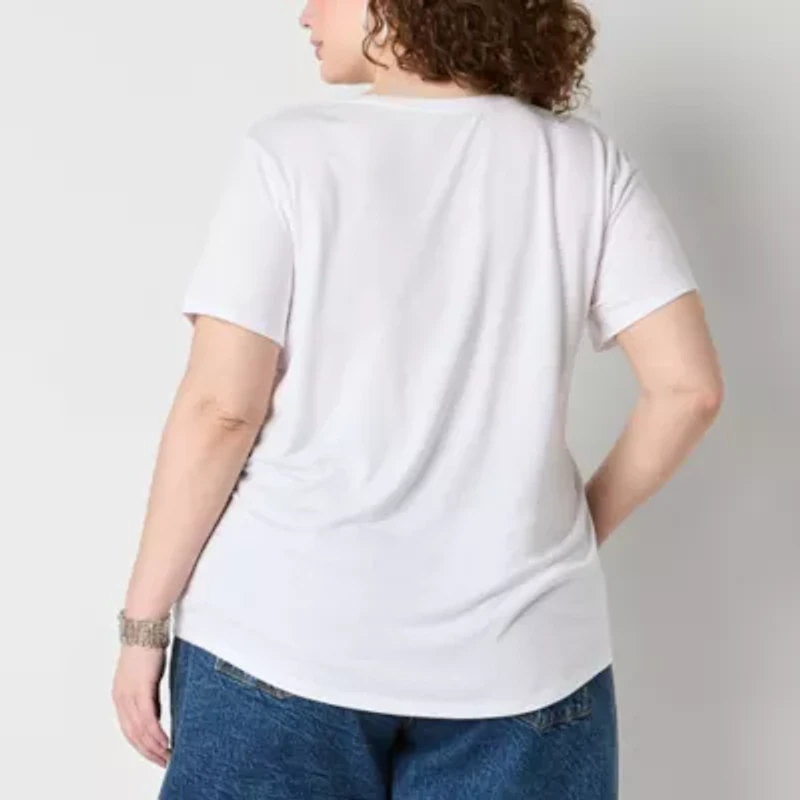 a.n.a Womens Plus Scoop Neck Short Sleeve T-Shirt