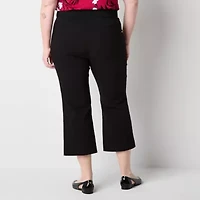 Liz Claiborne Lisa Womens Flare Mid Rise Classic Fit Plus Cropped Pant