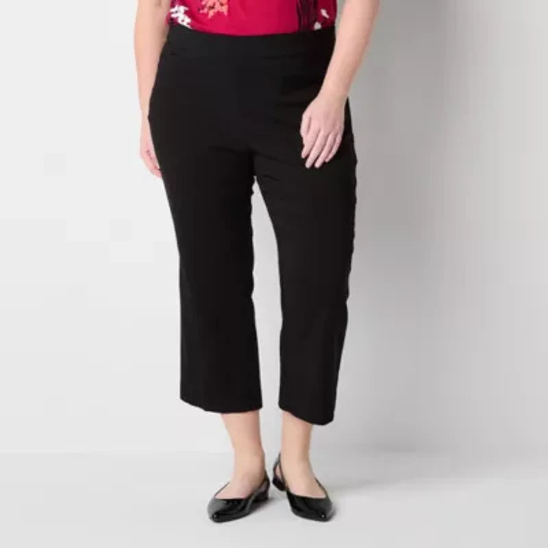 Liz Claiborne Lisa Womens Flare Mid Rise Classic Fit Plus Cropped Pant