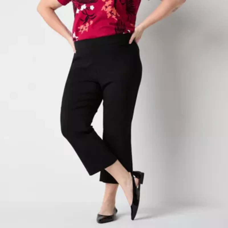 Liz Claiborne Lisa Womens Flare Mid Rise Plus Cropped Pant