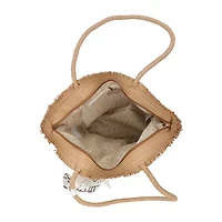 London Fog Top Ruffel Straw Tote Bag