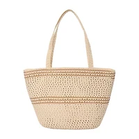 London Fog Woven Straw With Hat Set Tote Bag