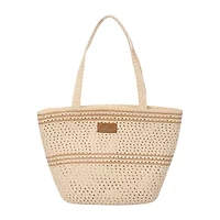 London Fog Woven Straw With Hat Set Tote Bag