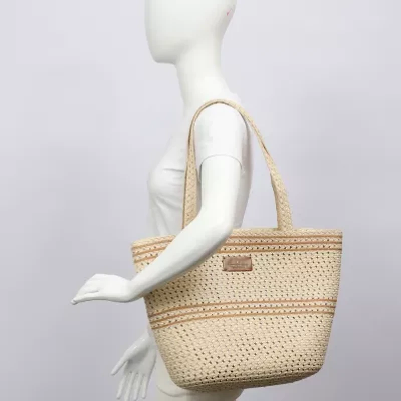 London Fog Woven Straw With Hat Set Tote Bag
