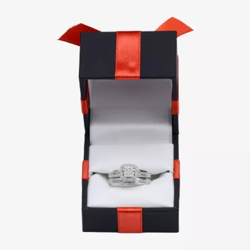 Signature By Modern Bride (I, I2) Womens 1/5 CT. Lab Grown White Diamond Sterling Silver Round Bridal Set