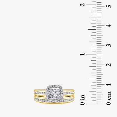 (I, I2) Womens 1/5 CT. Lab Grown White Diamond 14K Gold Over Silver Sterling Bridal Set