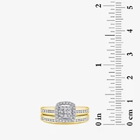 (I, I2) Womens 1/5 CT. Lab Grown White Diamond 14K Gold Over Silver Sterling Bridal Set