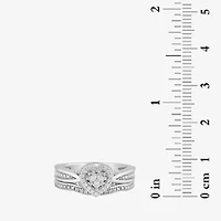 (I, I2) Womens 1/5 CT. Lab Grown White Diamond Sterling Silver Heart Bridal Set