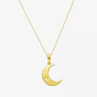 Gold Addiction Womens 10K Gold Moon 18 Inch Pendant Necklace
