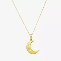 Gold Addiction Womens 10K Gold Moon 18 Inch Pendant Necklace