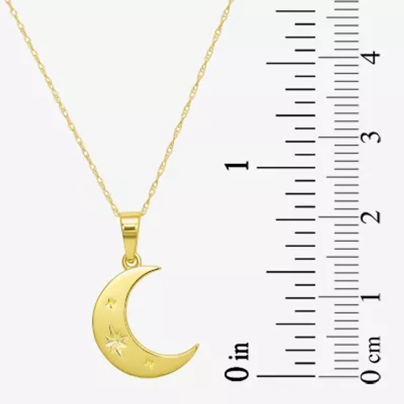 Gold Addiction Womens 10K Gold Moon 18 Inch Pendant Necklace