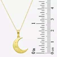 Gold Addiction Womens 10K Gold Moon 18 Inch Pendant Necklace