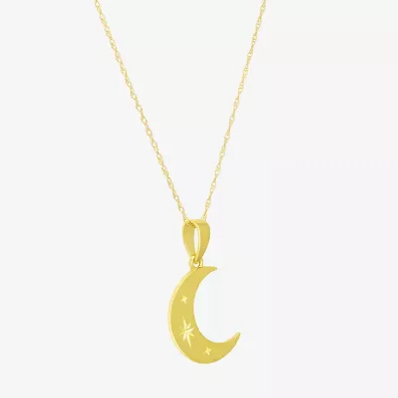 Gold Addiction Womens 10K Gold Moon 18 Inch Pendant Necklace