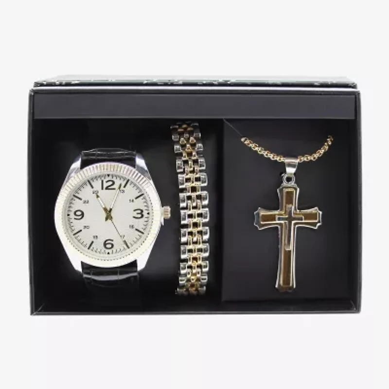 Geneva Mens Black 3-pc. Watch Boxed Set Mac7158jc