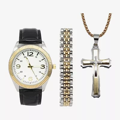 Geneva Mens Black 3-pc. Watch Boxed Set Mac7158jc