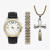 Geneva Mens Black 3-pc. Watch Boxed Set Mac7158jc