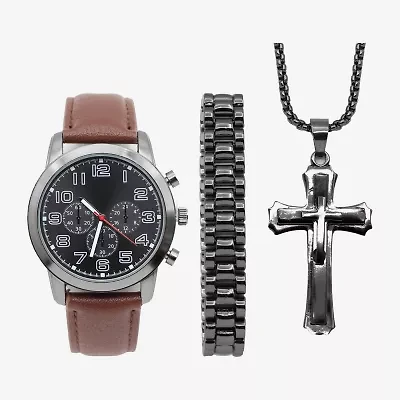 Geneva Mens Brown 3-pc. Watch Boxed Set Mac7160jc