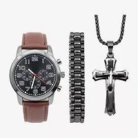 Geneva Mens Brown 3-pc. Watch Boxed Set Mac7160jc