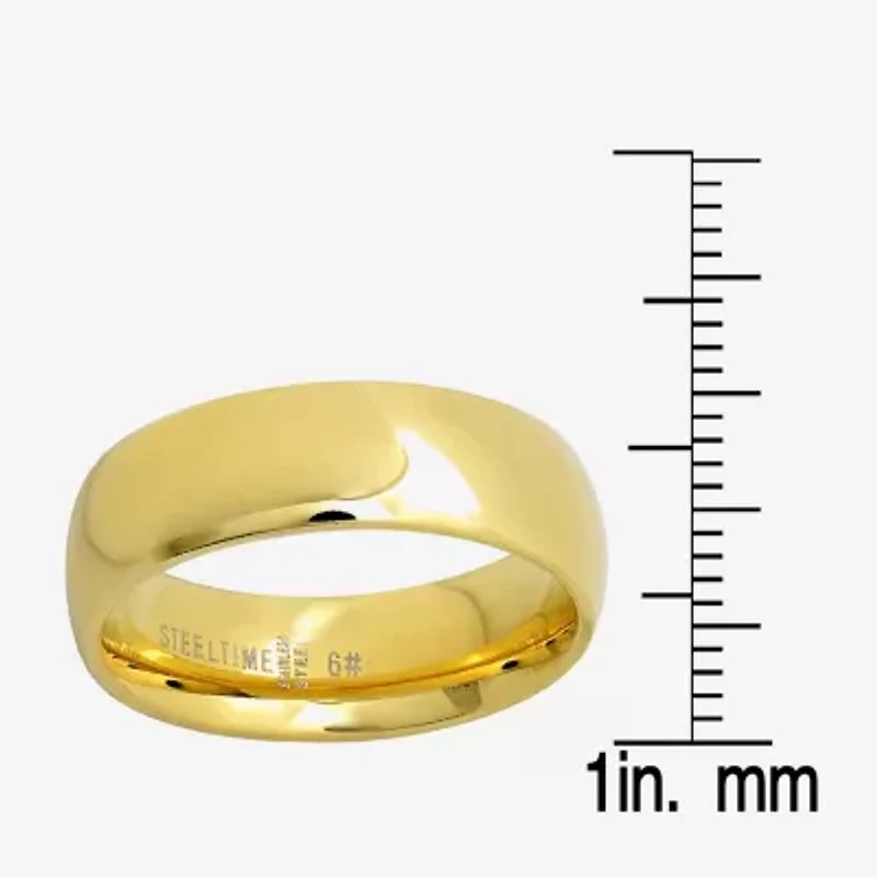 Steeltime Mens 6MM 18K Gold Over Stainless Steel Band