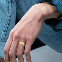 Steeltime Mens 6MM 18K Gold Over Stainless Steel Band