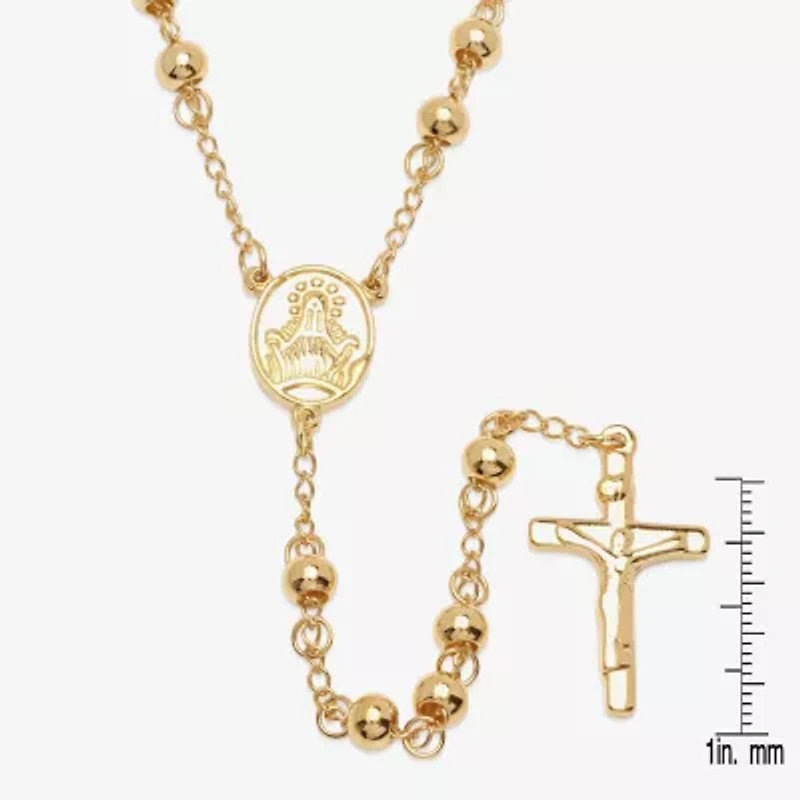 Mens 18K Gold over Stainless Steel Cross Rosary Necklaces
