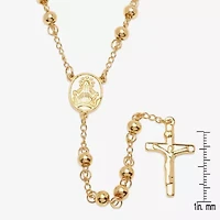 Mens 18K Gold over Stainless Steel Cross Rosary Necklaces