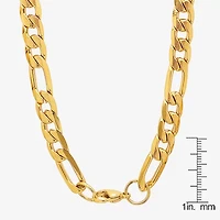 Steeltime Mens 18K Gold Over Stainless Steel Hypoallergenic 24 Inch Figaro Chain Necklace