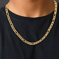 Steeltime Mens 18K Gold Over Stainless Steel Hypoallergenic 24 Inch Figaro Chain Necklace