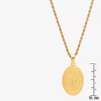 Steeltime Lady Of Guadalupe Mens 18K Gold Over Stainless Steel Oval Hypoallergenic 18 Inch Pendant Necklace