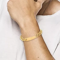 Steeltime Mens 18K Gold Over Stainless Steel Solid Curb Id Bracelet